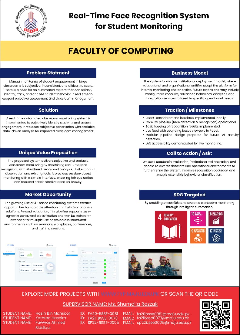 Real-Time Face Recognition System for Student Monitoring